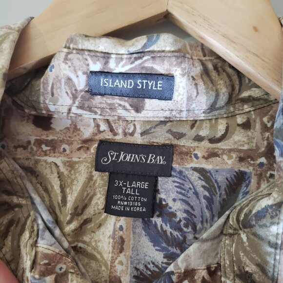 St‎ Johns Bay Mens Island Style Short Sleeve Button Down Shirt Size 3XL Cotton - Picture 4 of 7